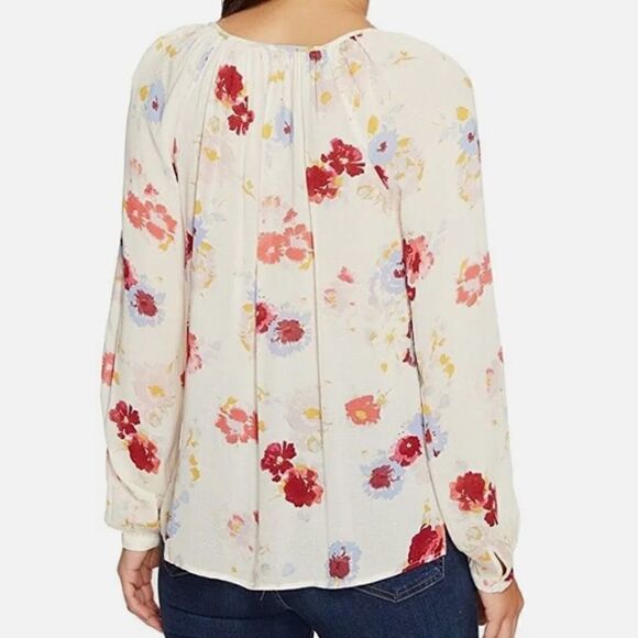 Lucky Brand Major Floral Cream Boho Peasant Festival Blouse - Picture 3 of 16